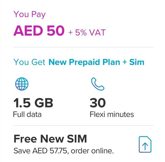 DU Monthly Data Package 50 AED