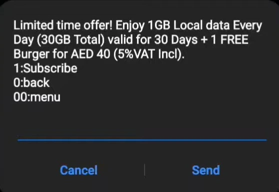 Etisalat 1GB per Day for 30 Days - QUICK Dial Code reply